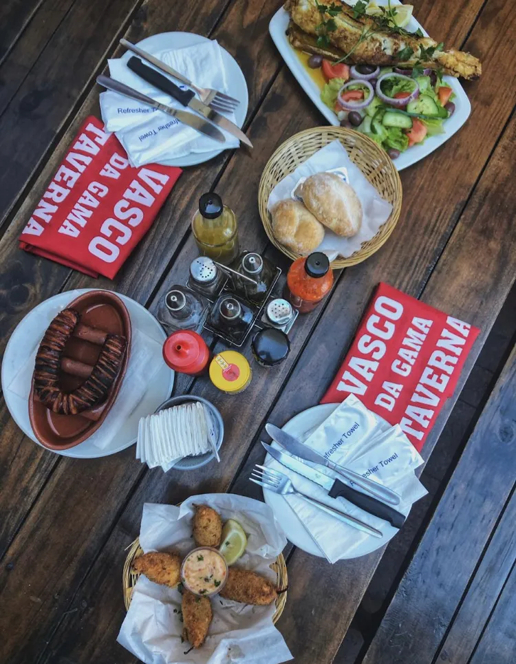 A table of dishes on Vasco’s placemats