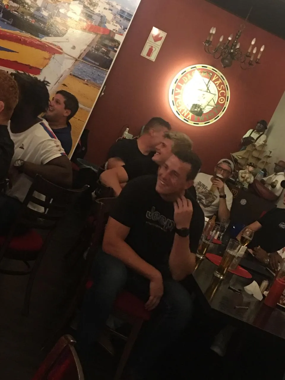 Guests in the bar at night