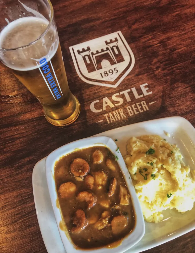 A dish with a Castle tank beer
